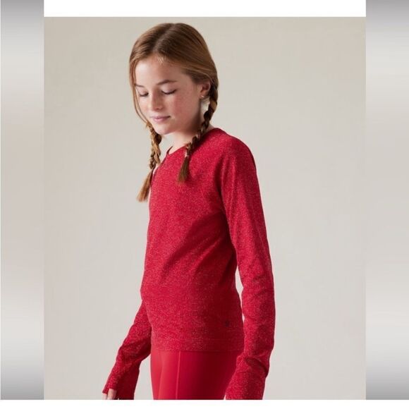 NWT Athleta Girl Red Power Up Shimmer Top! - Picture 3 of 8